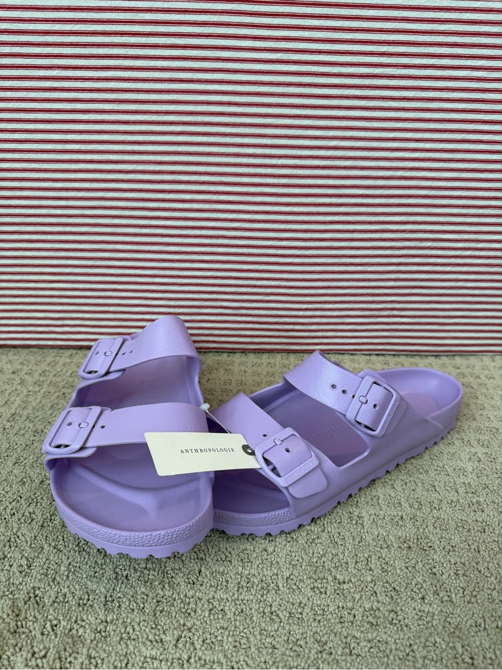 Anthropologie womens Lavender Buckle Slide Sandals